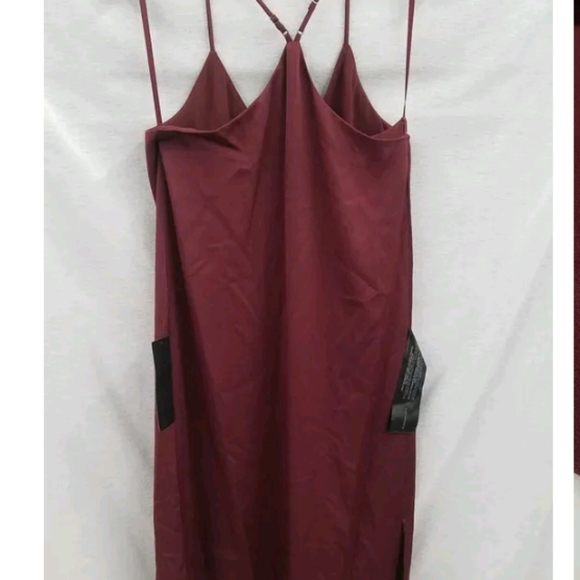 NWT BCBGMaxazria Elana Burgundy Sleeveless Spagreetti Strap V Neck Dress mini xs - Picture 2 of 5